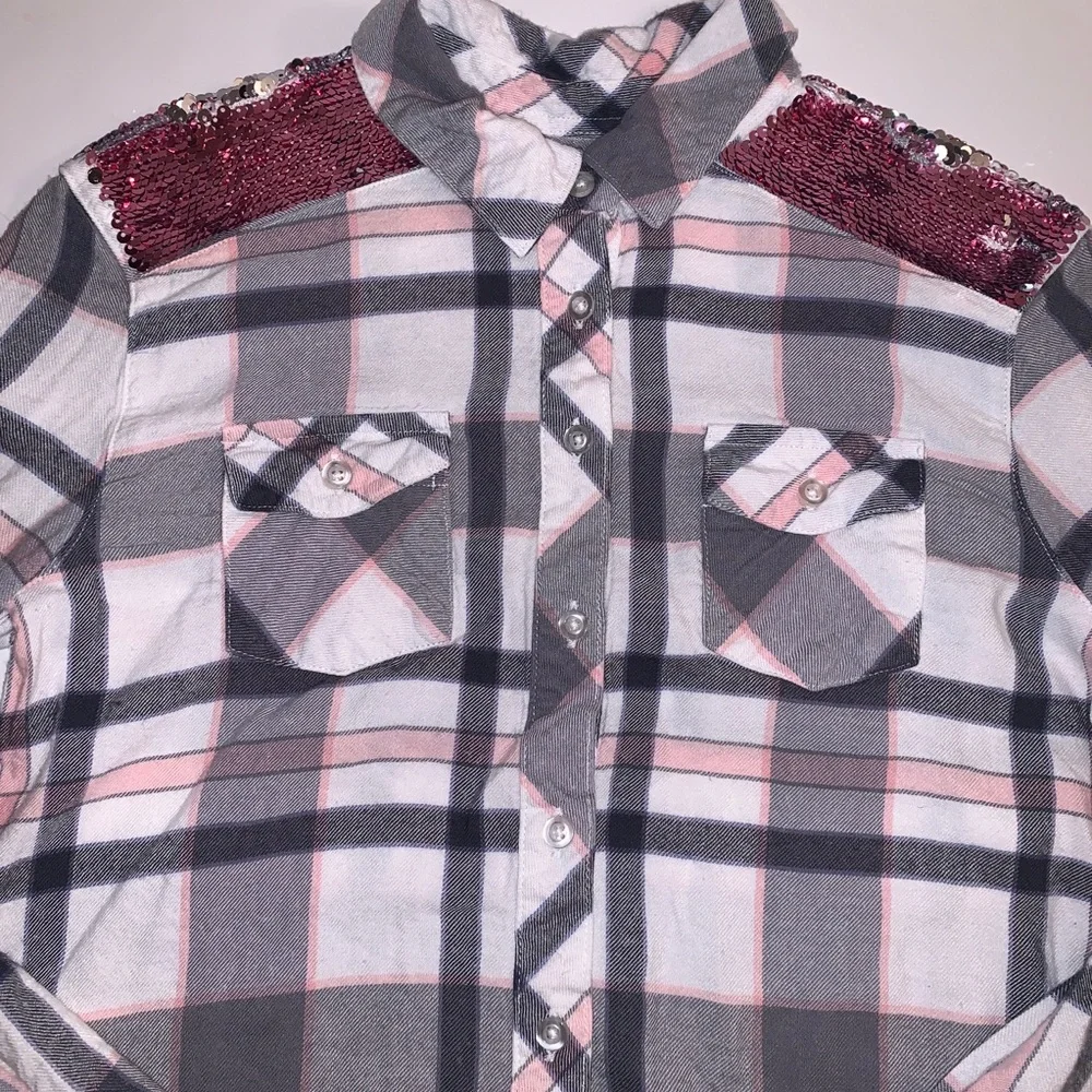 Justice Flannel Button Down Shirt‎ Size: 12